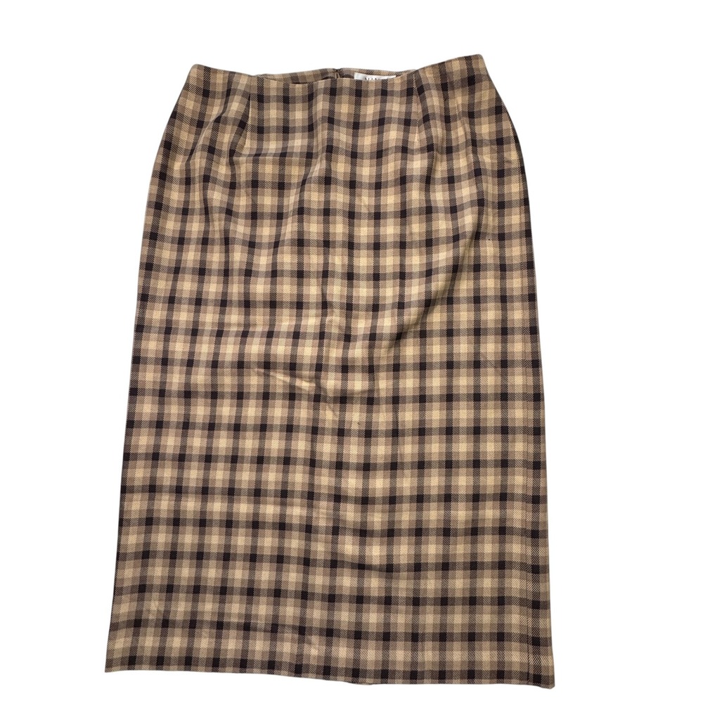 Nine & Company Plaid Midi Skirt Womens 16W Brown Tan NWT Pencil Career Academia